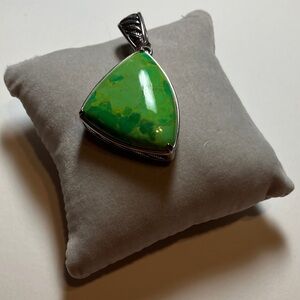 Green turquoise pendant set in 925 sterling silver